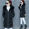 Down cotton-padded jacket for women, mid-length, 2020 new autumn and winter style, hooded and fitted, Korean-style breadwear for women, thickened cotton-padded jacket Specification image